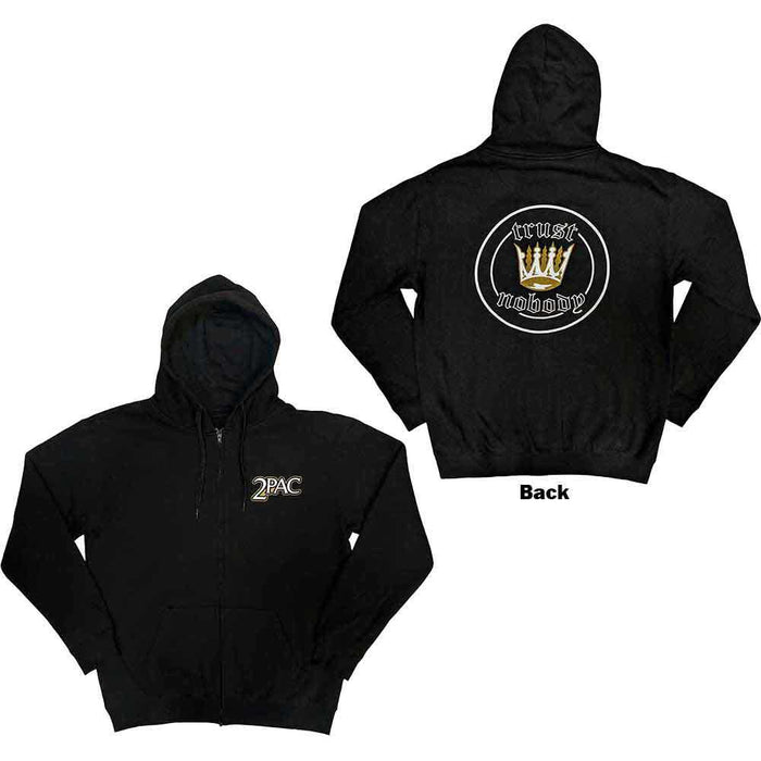Tupac Crown Seal Black Medium Zipped Hoodie