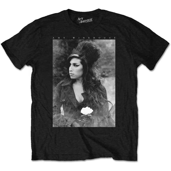 Amy Winehouse Flower Portrait Black Medium T-Shirt