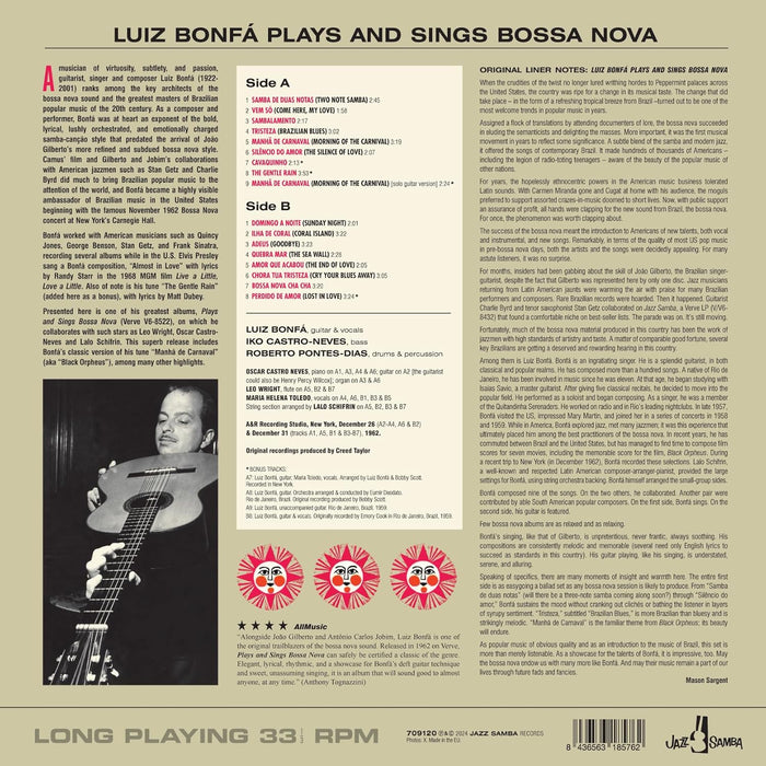 Luiz Bonfa Plays And Sings Bossa Nova  Vinyl LP 2024