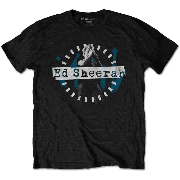 Ed Sheeran Dashed Stage Photo Black X-Large T-Shirt
