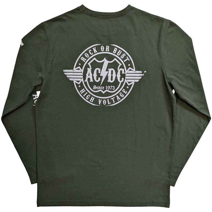 AC/DC Rock Or Bust Long Sleeve Green X-Large T-Shirt