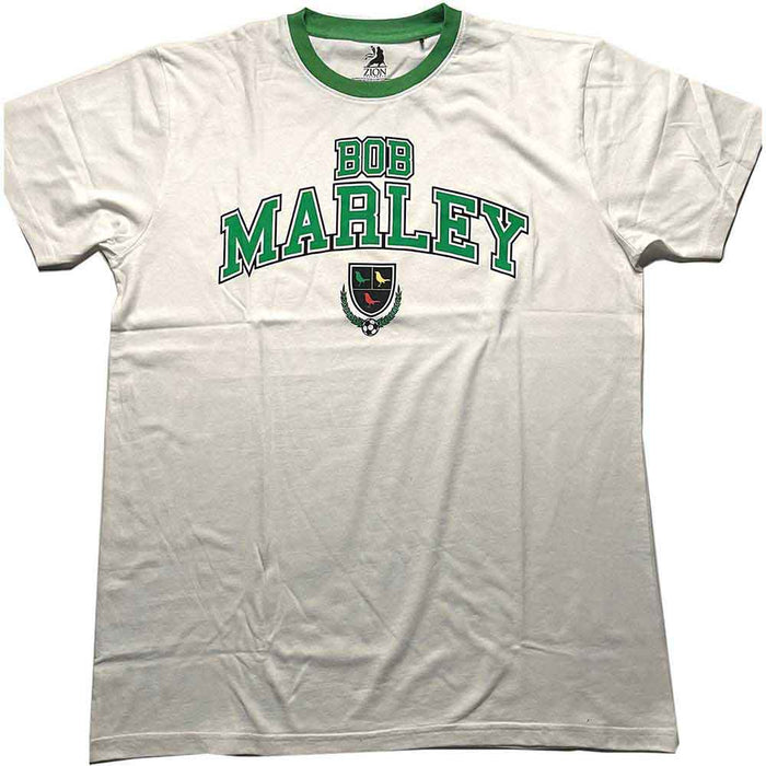 Bob Marley Ringer Collegiate Crest White Large T-Shirt