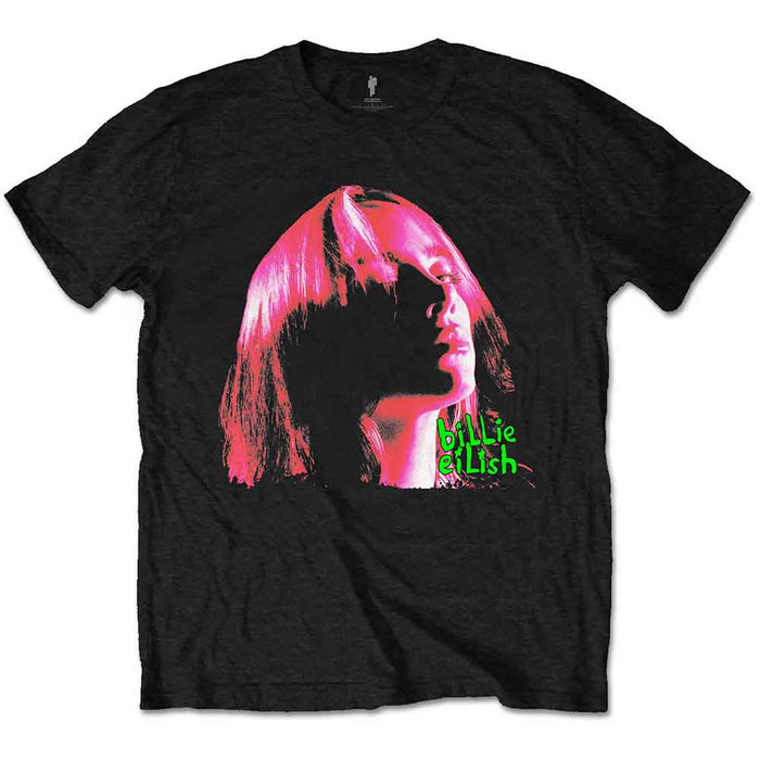 Billie Eilish Pink Neon Shadow Black Large T-Shirt