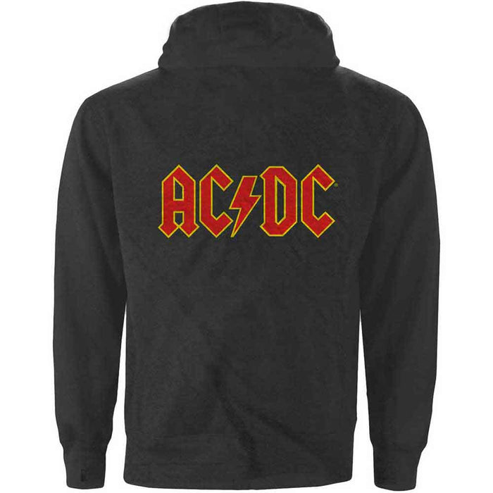 AC/DC Logo Charcoal Grey Small Zipped Hoodie