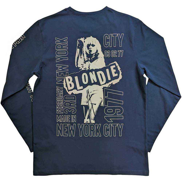 Blondie NYC '77 Denim Blue Long Sleeve Small T-Shirt