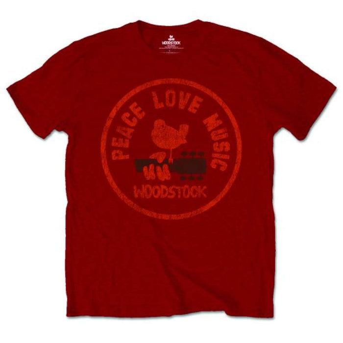 Woodstock Love Peace Music Maroon Red Medium T-Shirt