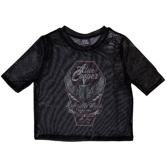 Alice Cooper Under My Wheels Mesh Cropped Back Ladies Large T-Shirt