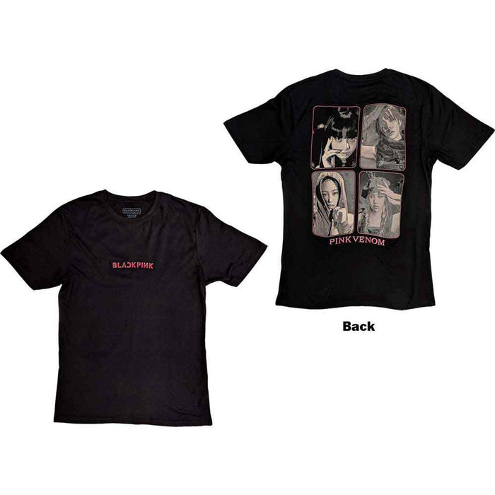 BLACKPINK Pink Venom Group Photo Black Small T-Shirt