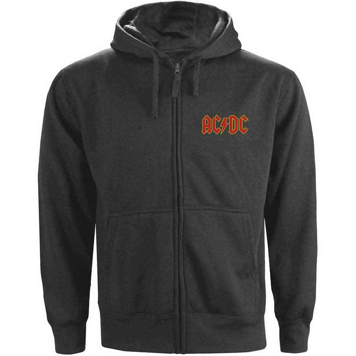 AC/DC Logo Charcoal Grey Small Zipped Hoodie