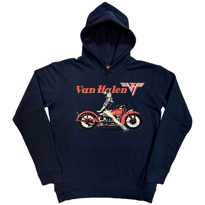 Van Halen Pinup Motorcycle Navy Blue X-Large Hoodie