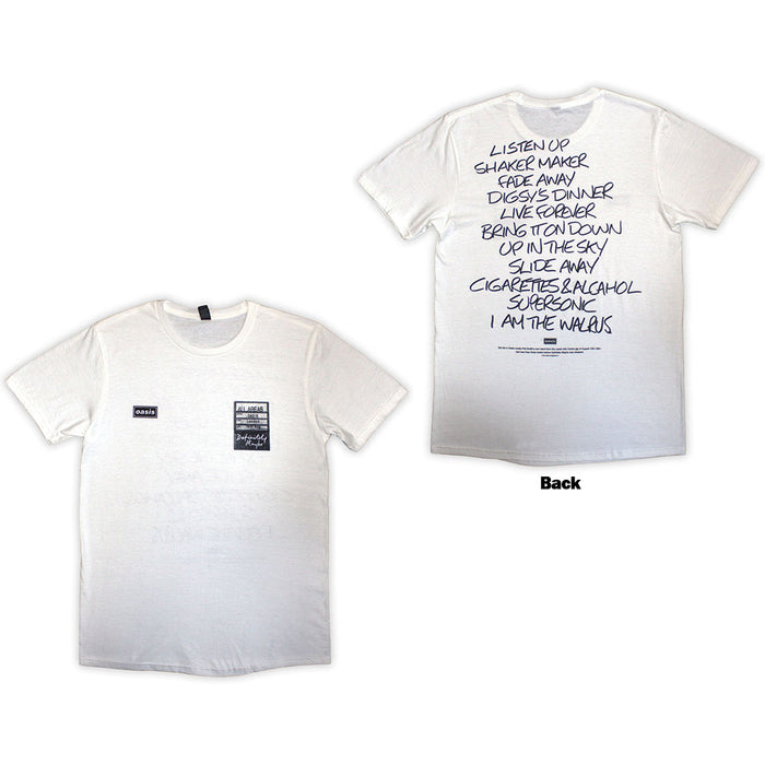 Oasis Definitely Maybe AAA Setlist White Small T-Shirt