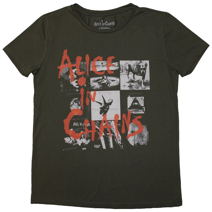 Alice In Chains Albums Montage Green Ladies Medium T-Shirt