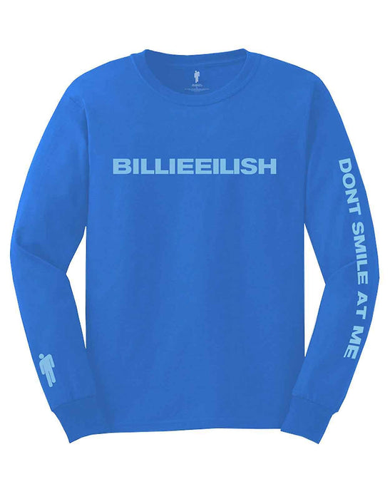 Billie Eilish Smile Mid Blue Long Sleeve X-Large T-Shirt