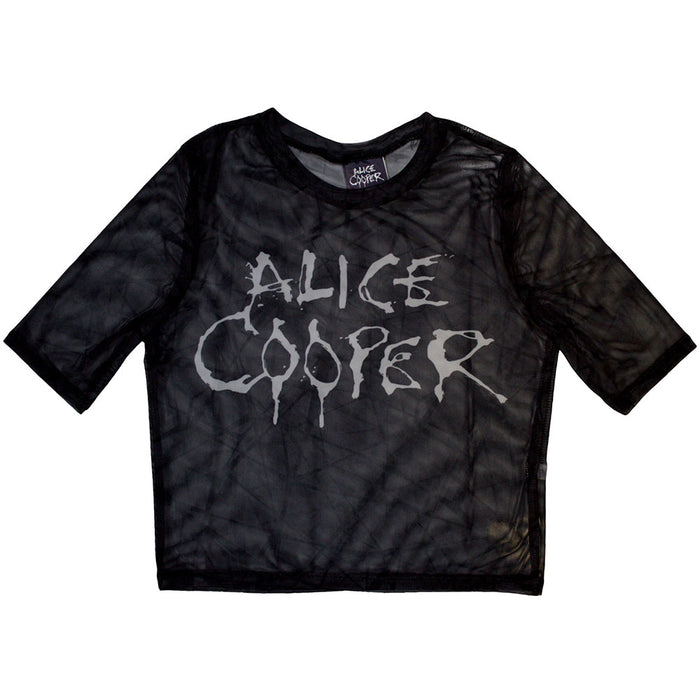 Alice Cooper Dripping Logo Mesh Cropped Back Ladies Medium T-Shirt