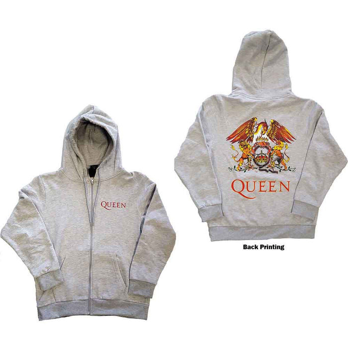 Queen Classic Crest Grey Large Zipped Hoodie