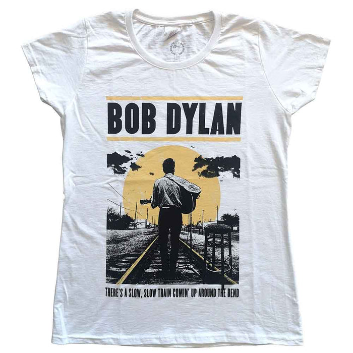Bob Dylan Slow Train White Ladies Small T-Shirt