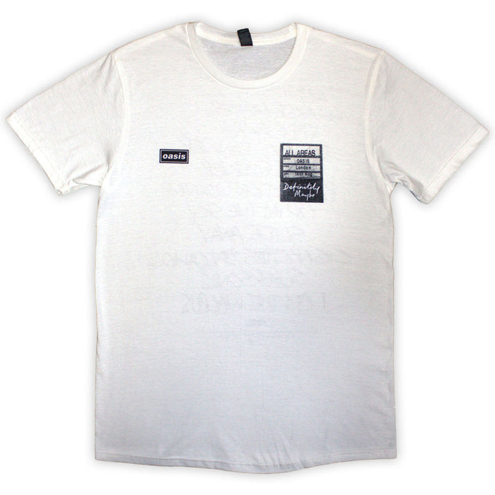 Oasis Definitely Maybe AAA Setlist White Small T-Shirt