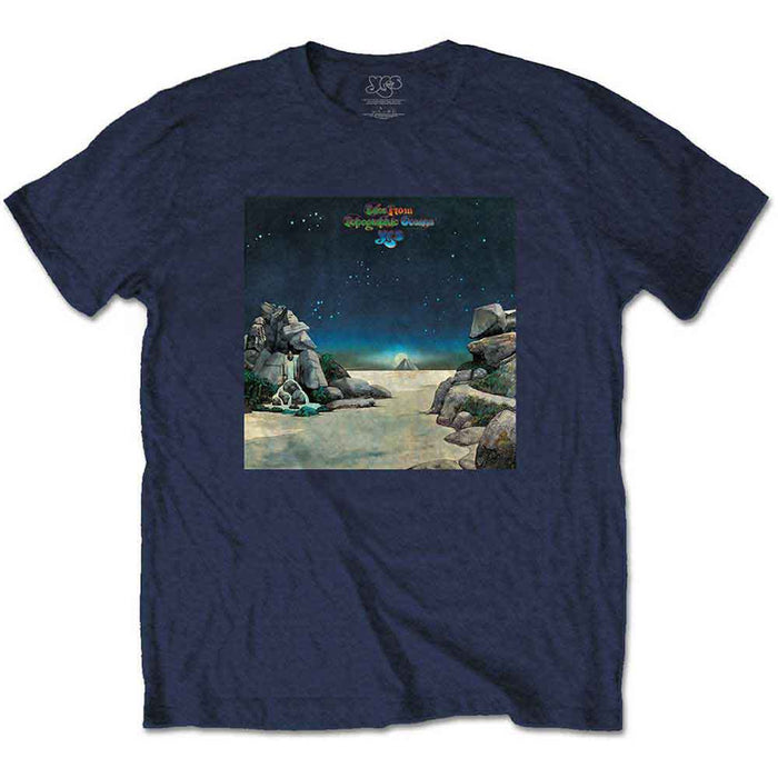 Yes Topographic Oceans Navy Blue XX-Large T-Shirt