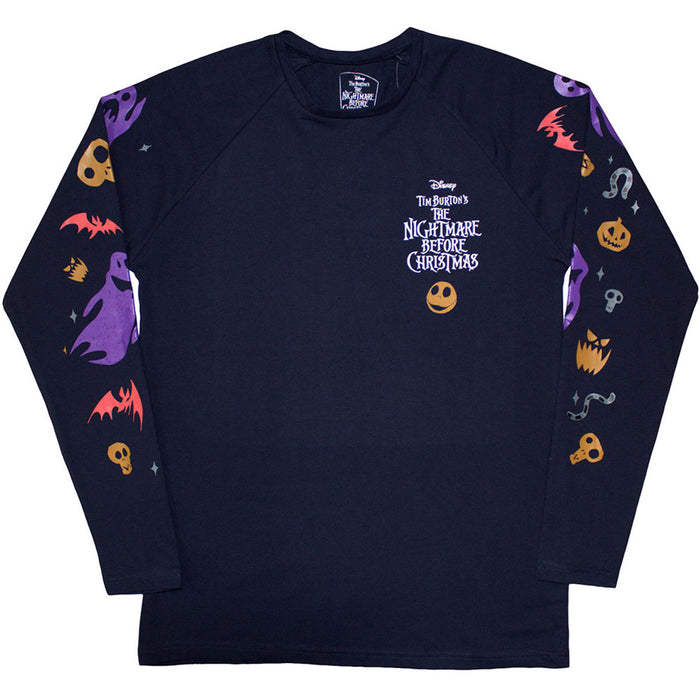 The Nightmare Before Christmas Ghouls Navy Blue Long Sleeve Small T-Shirt