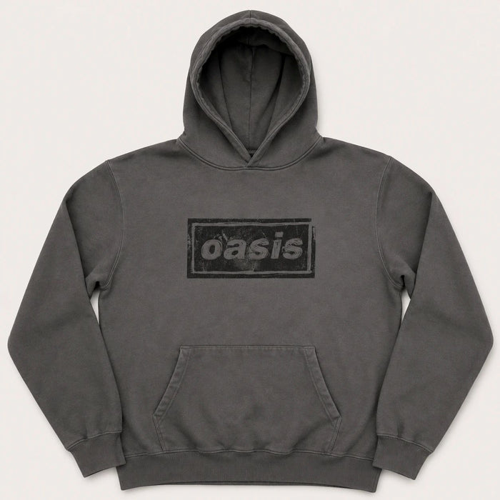 Oasis Lino Logo Charcoal Grey Medium Hoodie