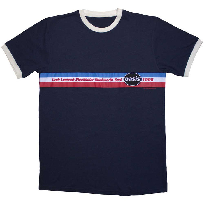 Oasis 1996 Tour Horizontal Stripes Navy Blue Medium T-Shirt