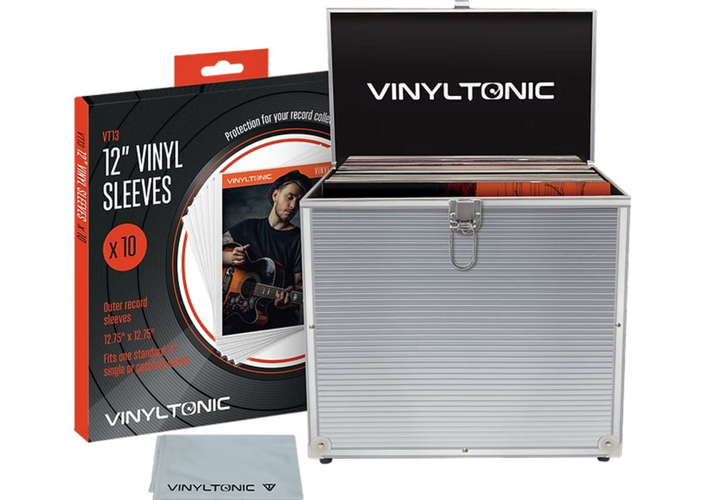 Vinyl Record Storage Case By Vinyl Tonic Silver Colour