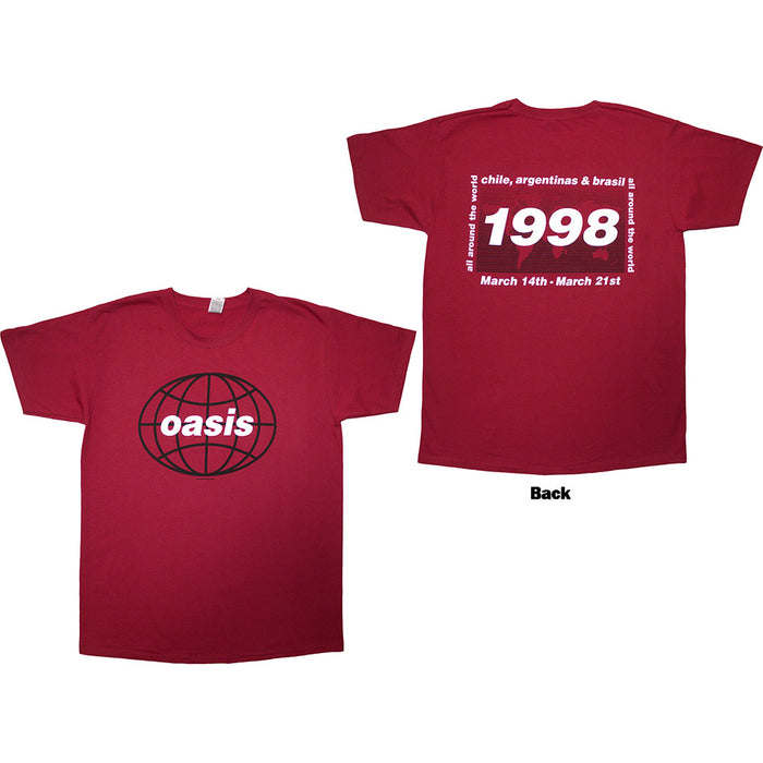 Oasis 1998 World Tour South America Red XX-Large T-Shirt