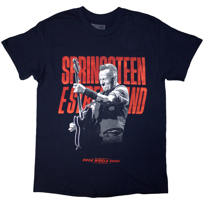 Bruce Springsteen Tour '24 Guitar Photo Navy Blue Large T-Shirt