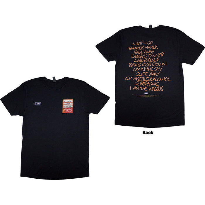 Oasis Definitely Maybe AAA Setlist Black Medium T-Shirt