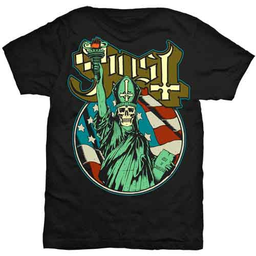 Ghost Statue of Liberty Black Large T-Shirt