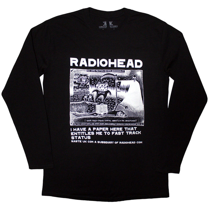 Radiohead Ice Caps Black Long Sleeve Large T-Shirt