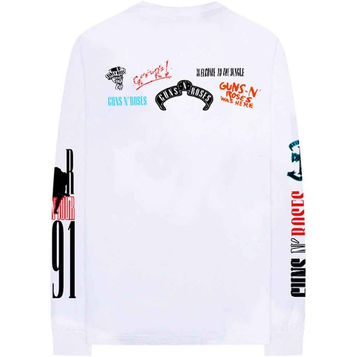 Guns N Roses Motocross Logo White Small Long Sleeved T-Shirt