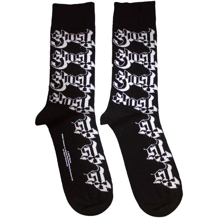 Ghost Unisex Ankle Socks: Logo Pattern (Black) (UK Size 7 - 11)