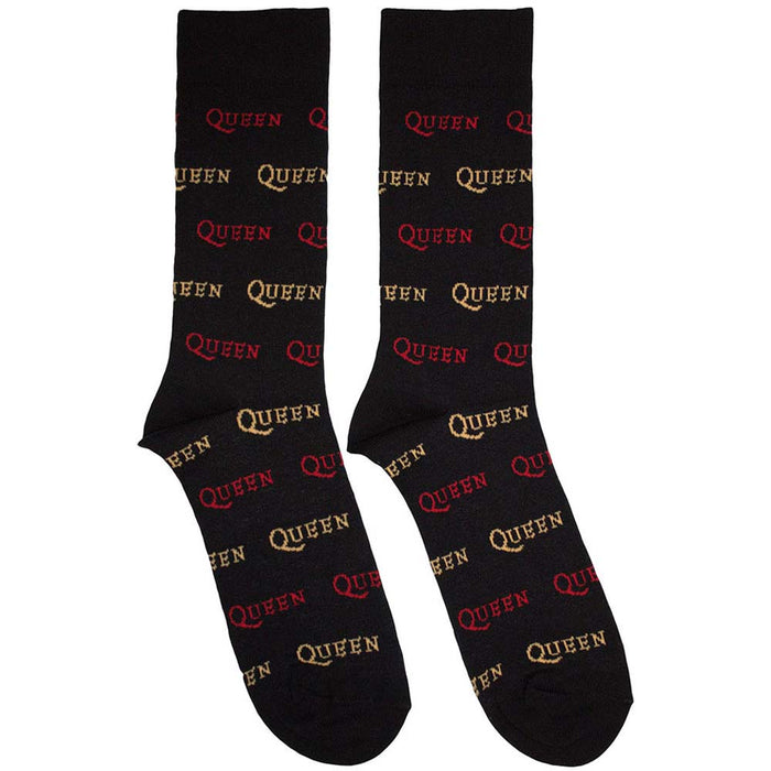 Queen Unisex Ankle Socks: Logo Repeat Colour (Black) (UK Size 6 - 11)