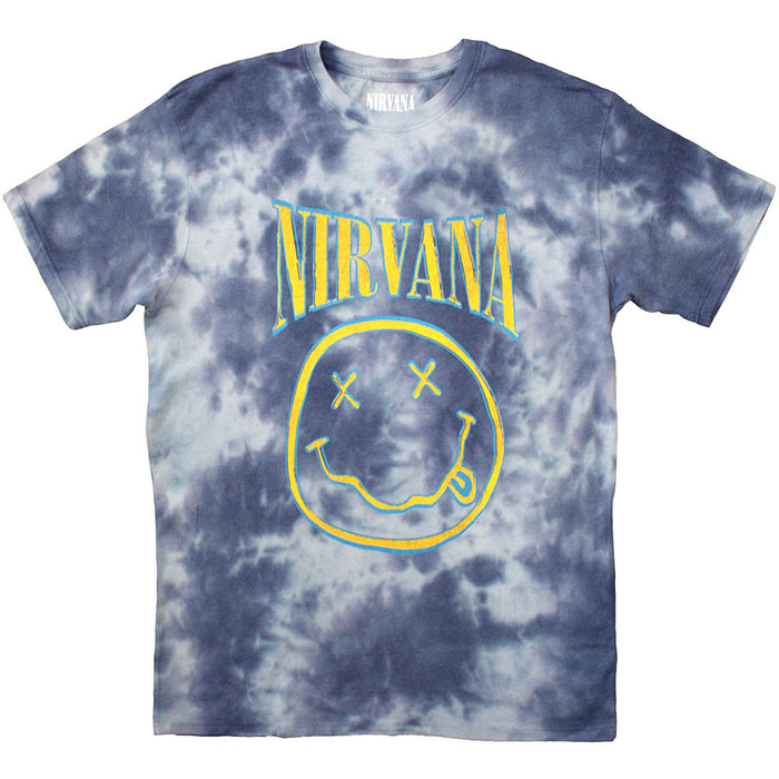 Nirvana Happy Face Washed Blue Stroke Small T-Shirt