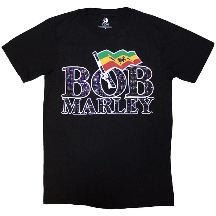 Bob Marley Flag Logo Black Medium T-Shirt
