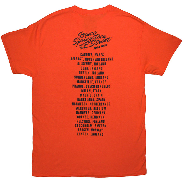 Bruce Springsteen Tour '24 River Font Orange Large T-Shirt