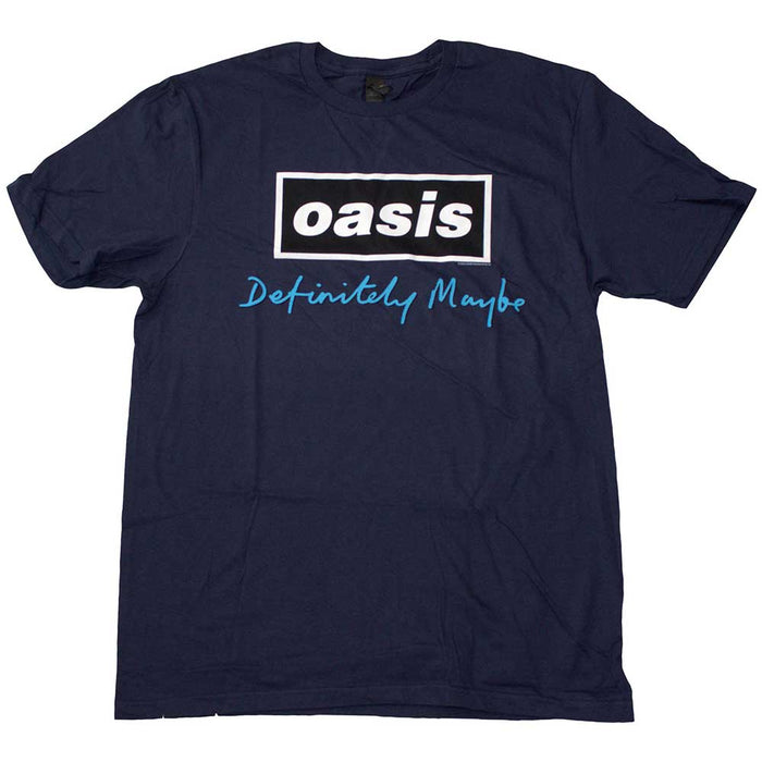 Oasis Definitely Maybe Text Logo Navy Blue Medium T-Shirt