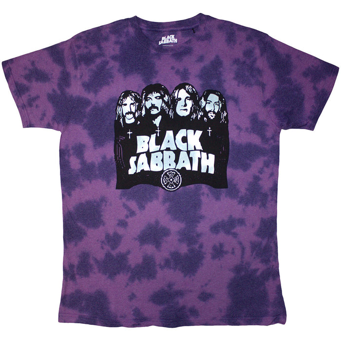 Black Sabbath Band & Logo Wash Purple Large T-Shirt