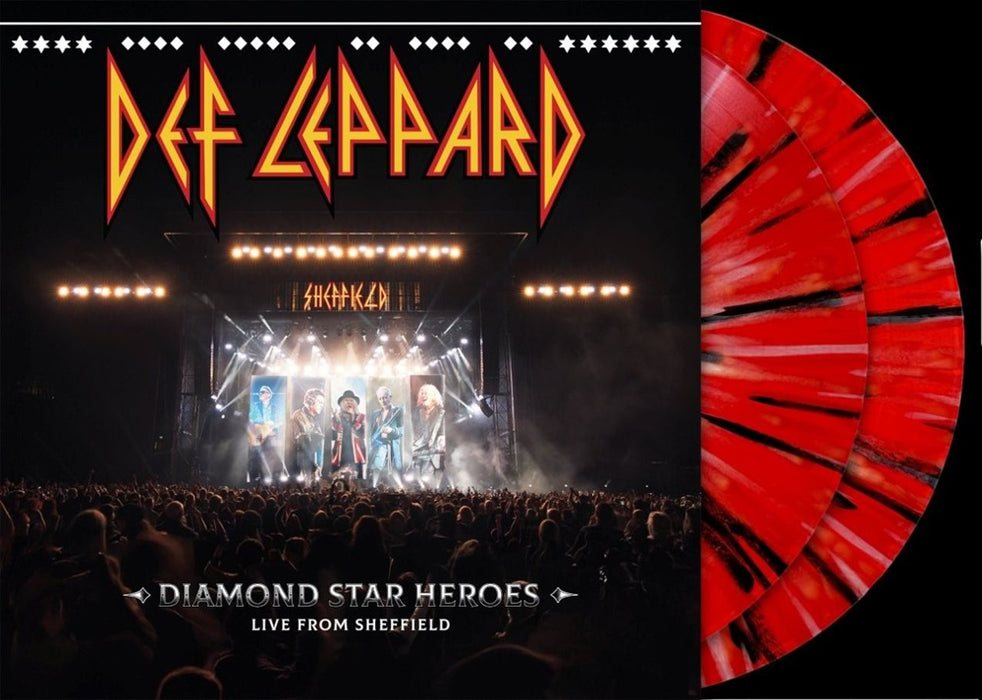 Def Leppard Diamond Star Heroes Live From Sheffield Vinyl LP Black Red and White Sheffield United Splatter Colour Due Out 21/11/25