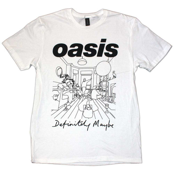 Oasis Definitely Maybe Line Drawing White Small T-Shirt