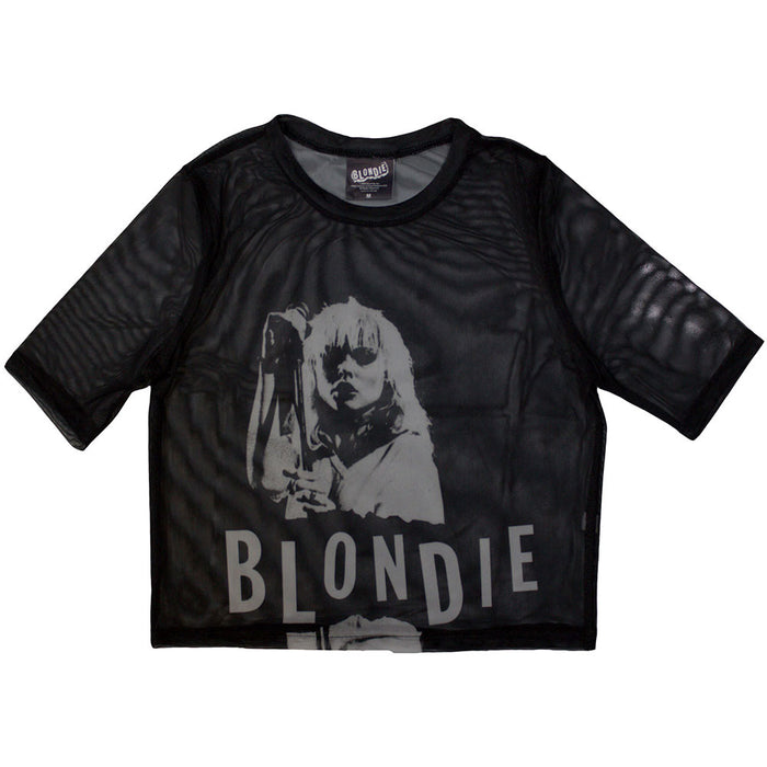 Blondie Mic Stand Mesh Cropped Black XX-Small T-Shirt