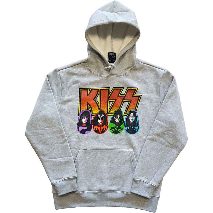 KISS Logo, Faces & Icons Grey Medium Hoodie