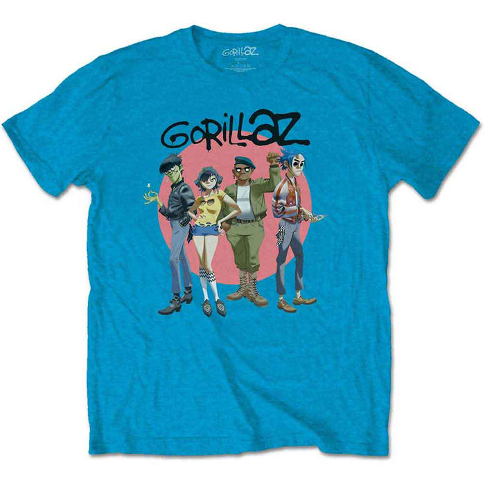 Gorillaz Group Circle Rise Sapphire Blue Large T-Shirt