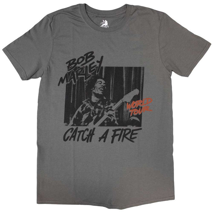 Bob Marley Catch A Fire World Tour Charcoal Grey Large T-Shirt