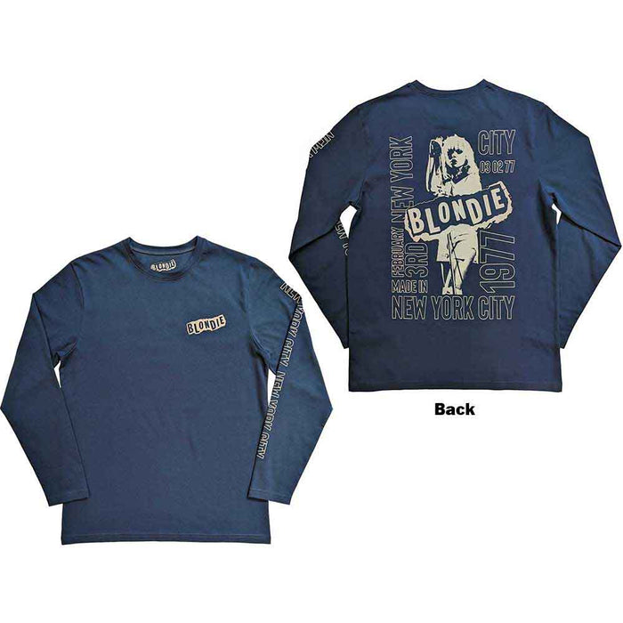Blondie NYC '77 Denim Blue Long Sleeve X-Large T-Shirt