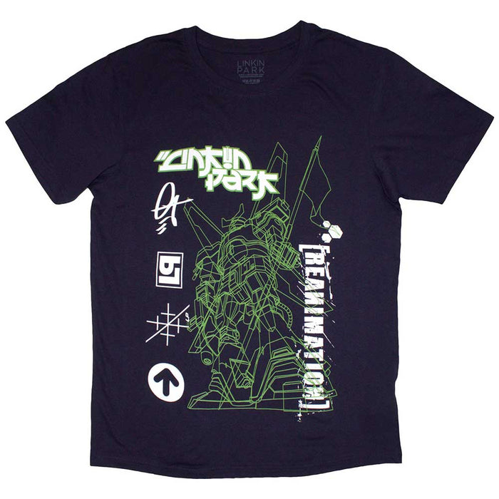 Linkin Park Reanimation Robot Sketch Navy Blue X-Large T-Shirt