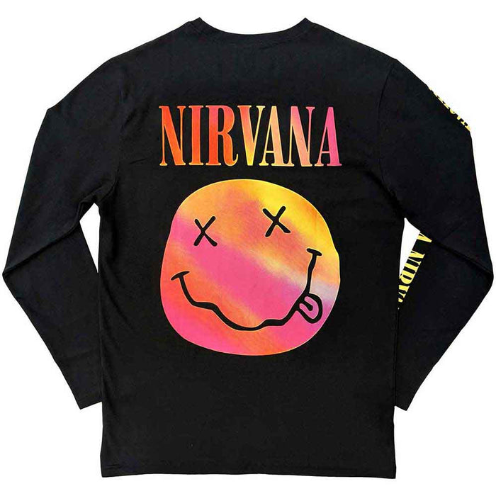 Nirvana Gradient Happy Face Black Long Sleeve XX-Large T-Shirt
