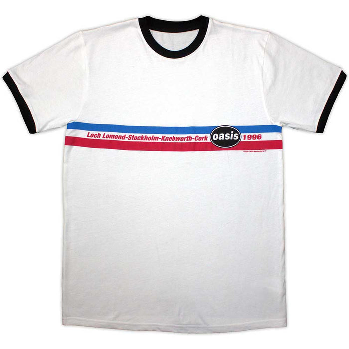 Oasis 1996 Tour Horizontal Stripes White Medium T-Shirt