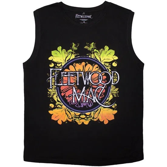 Fleetwood Mac Circle Floral Logo Black Large Tank T-Shirt